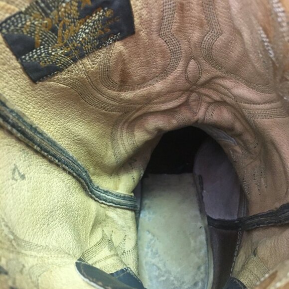 Tony Lama Vintage Gold Label Teju Lizard Wingtip Cowboy Boots Mens 9 D - Picture 8 of 12